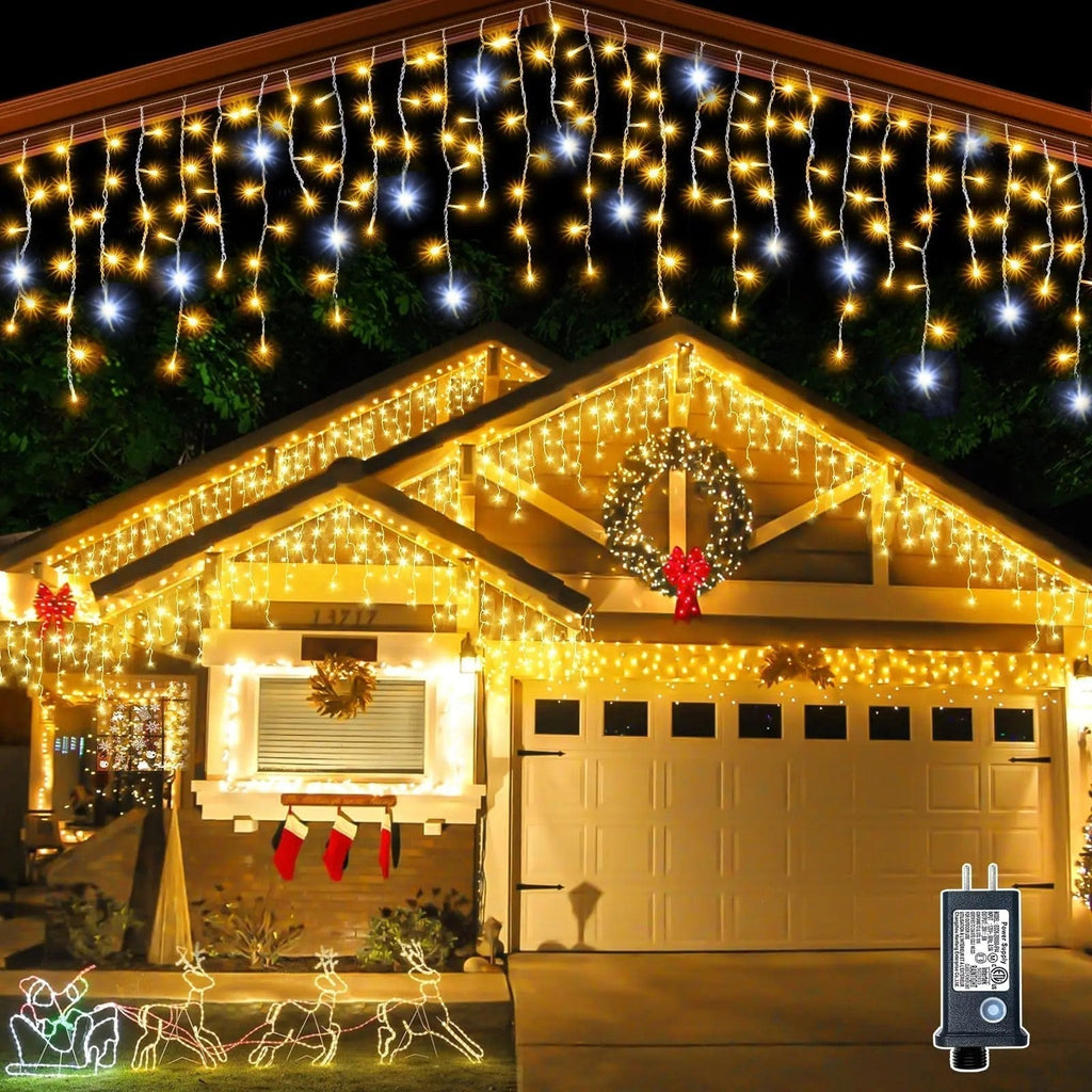 Éclairage de Jardin LED Blanc Chaud – Rideaux Lumineux Étanches IP44 de 4m pour Usage Extérieur lors de Mariages et Célébrations