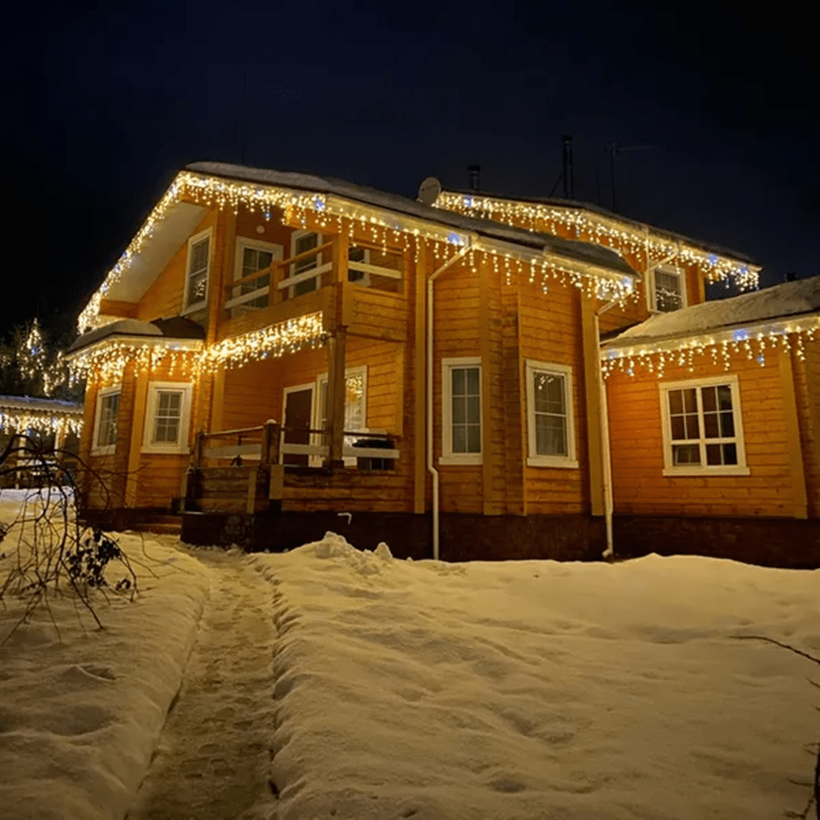 Éclairage de Jardin LED Blanc Chaud – Rideaux Lumineux Étanches IP44 de 4m pour Usage Extérieur lors de Mariages et Célébrations