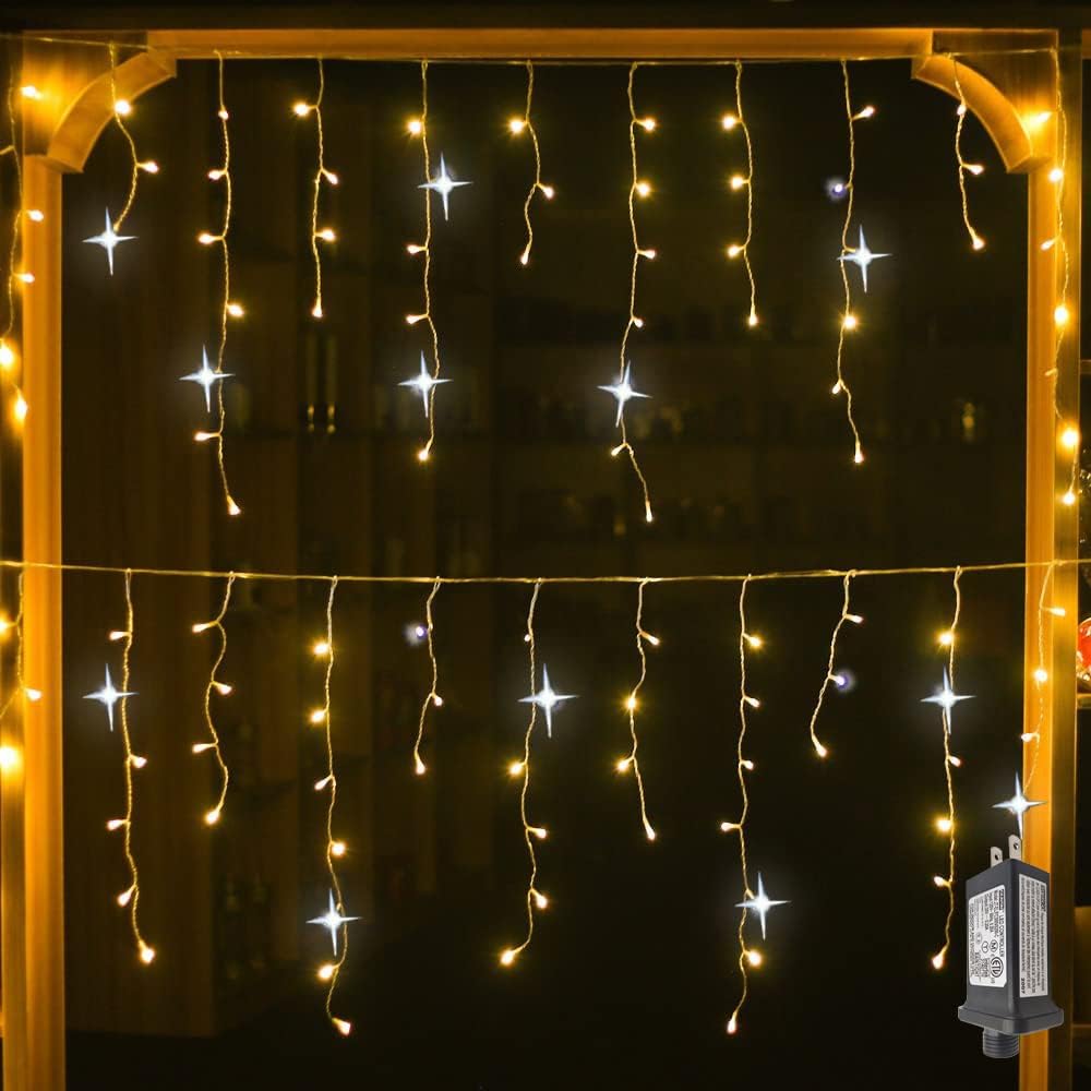 Éclairage de Jardin LED Blanc Chaud – Rideaux Lumineux Étanches IP44 de 4m pour Usage Extérieur lors de Mariages et Célébrations