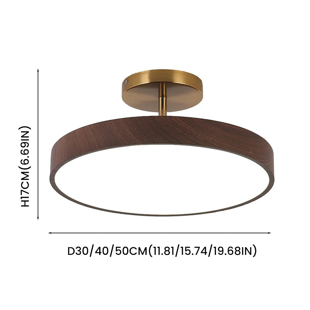 Fjell – Lampe de plafond scandinave avec effet bois et cadre doré