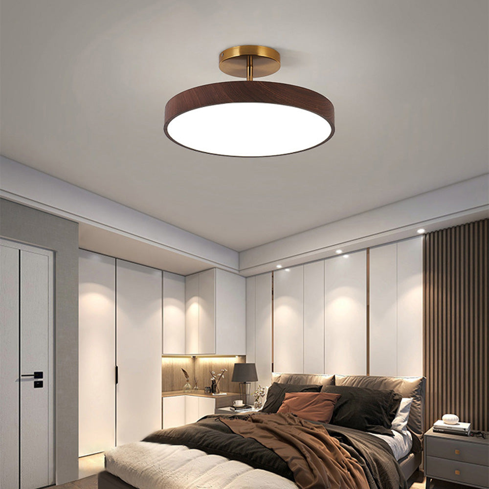 Fjell – Lampe de plafond scandinave avec effet bois et cadre doré