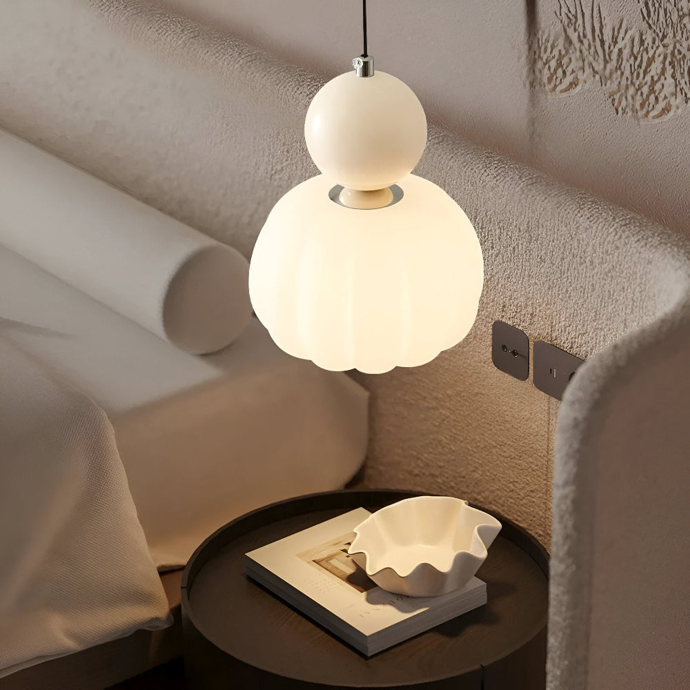 Crémura – Lampe pendante Art Déco classique en crème et métal