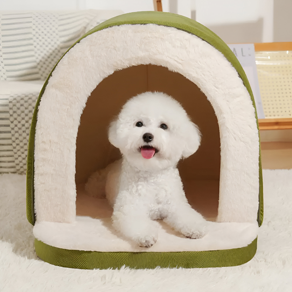 Lit pour chien 2-en-1 & Grottede chien en peluche – Orthopédique, Anti-stress, Lavable