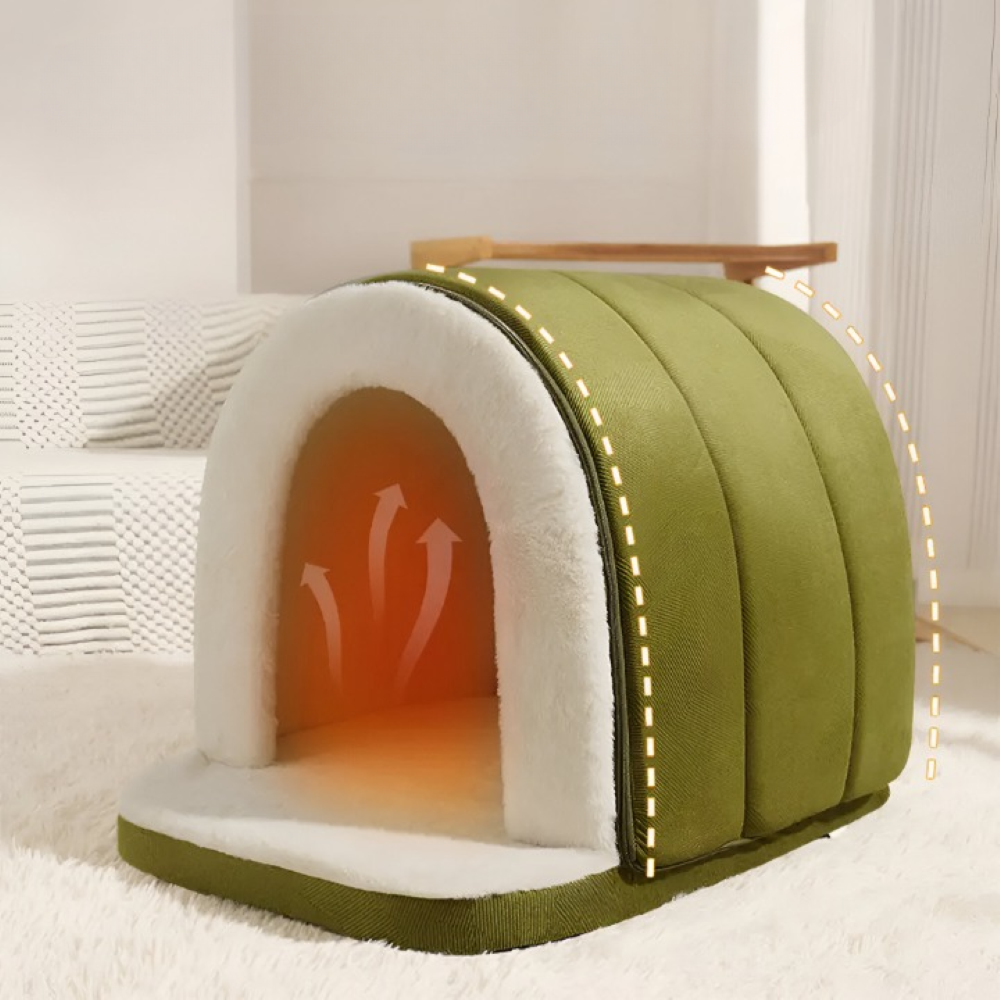 Lit pour chien 2-en-1 & Grottede chien en peluche – Orthopédique, Anti-stress, Lavable