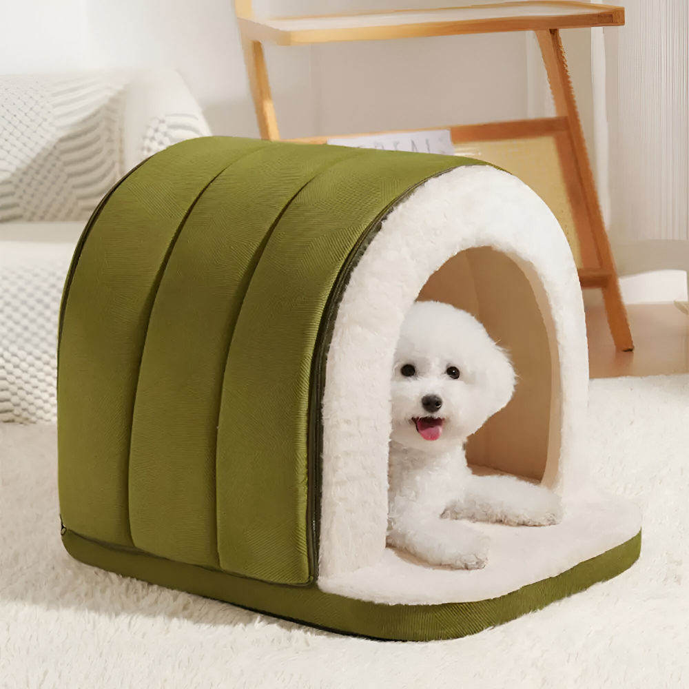 Lit pour chien 2-en-1 & Grottede chien en peluche – Orthopédique, Anti-stress, Lavable