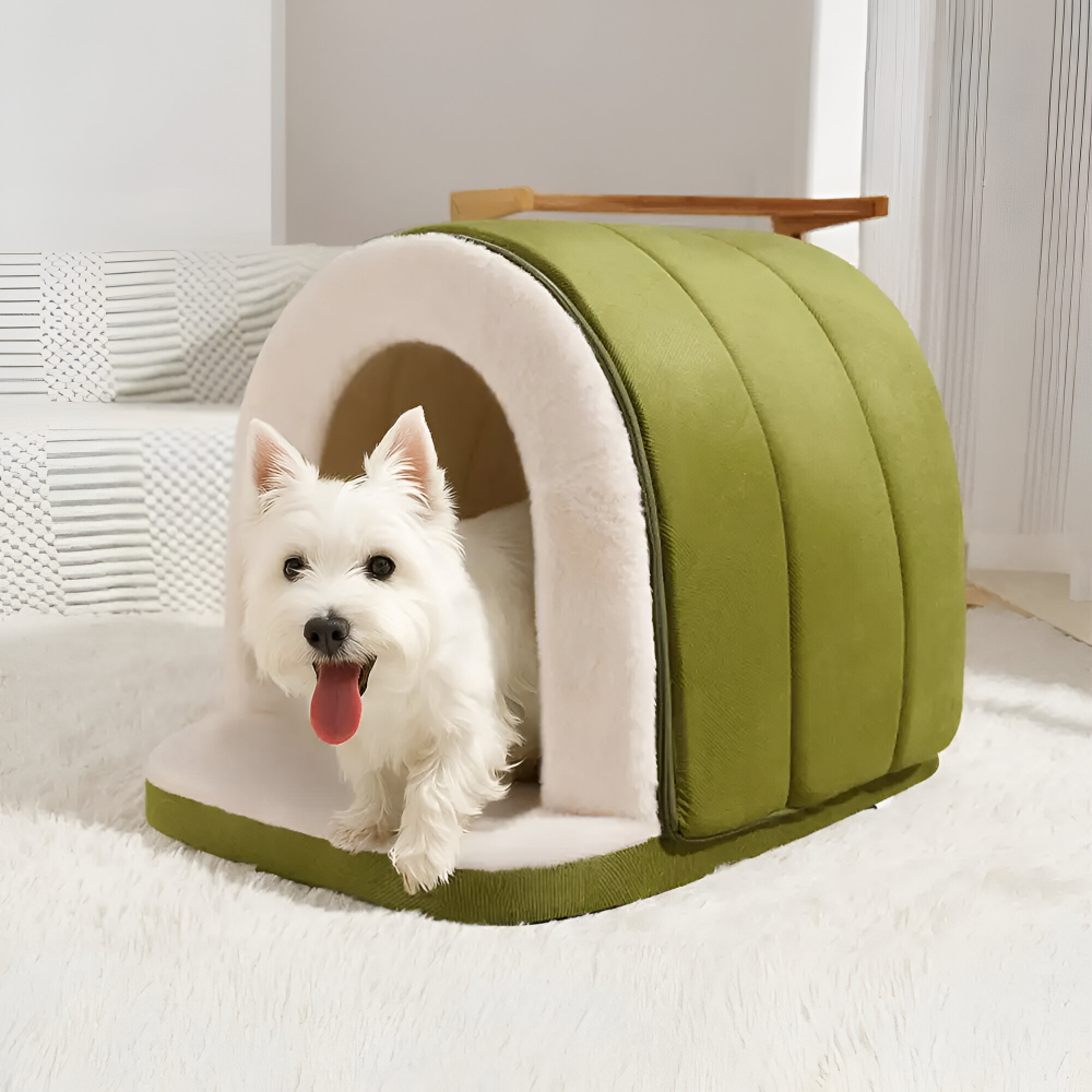 Lit pour chien 2-en-1 & Grottede chien en peluche – Orthopédique, Anti-stress, Lavable