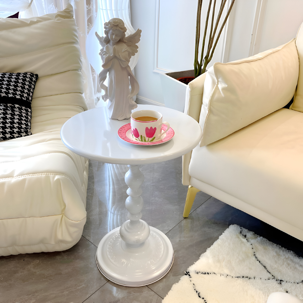 Table d'appoint classique ronde style balustre - Idéale pour les petits espaces