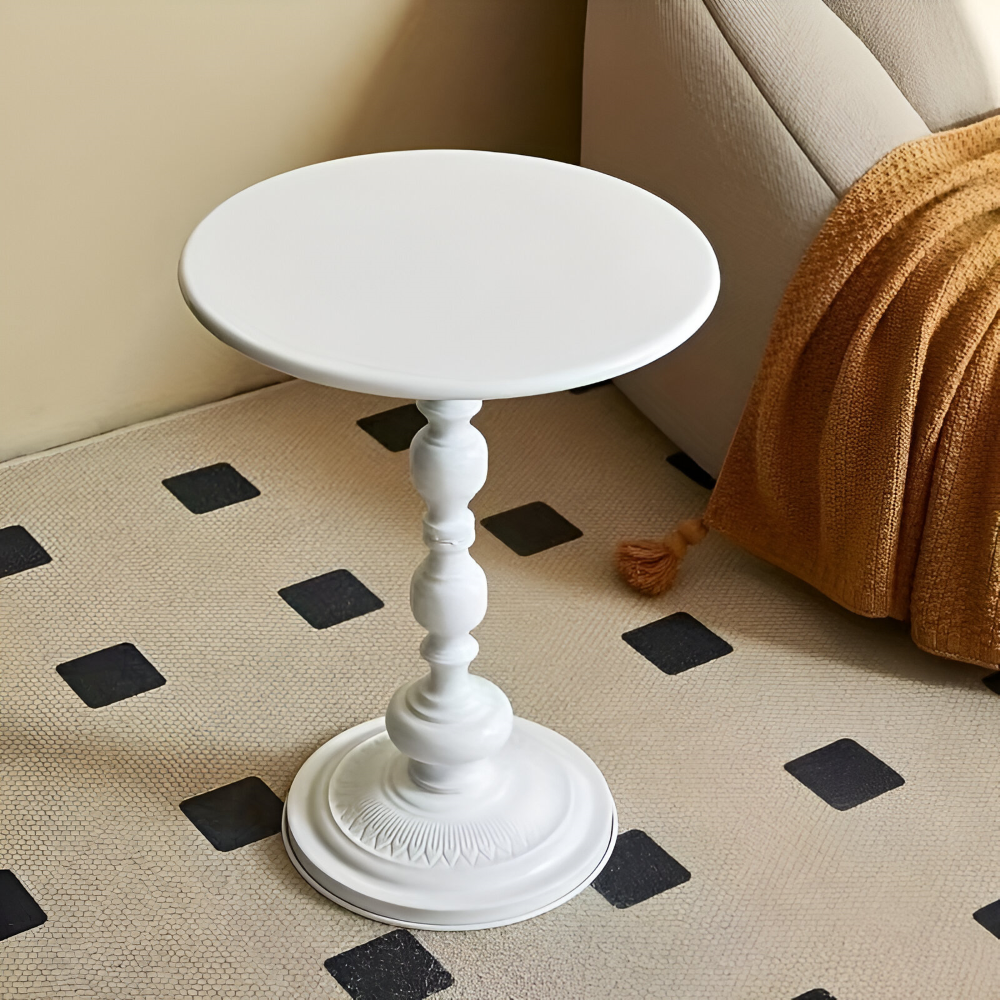 Table d'appoint classique ronde style balustre - Idéale pour les petits espaces