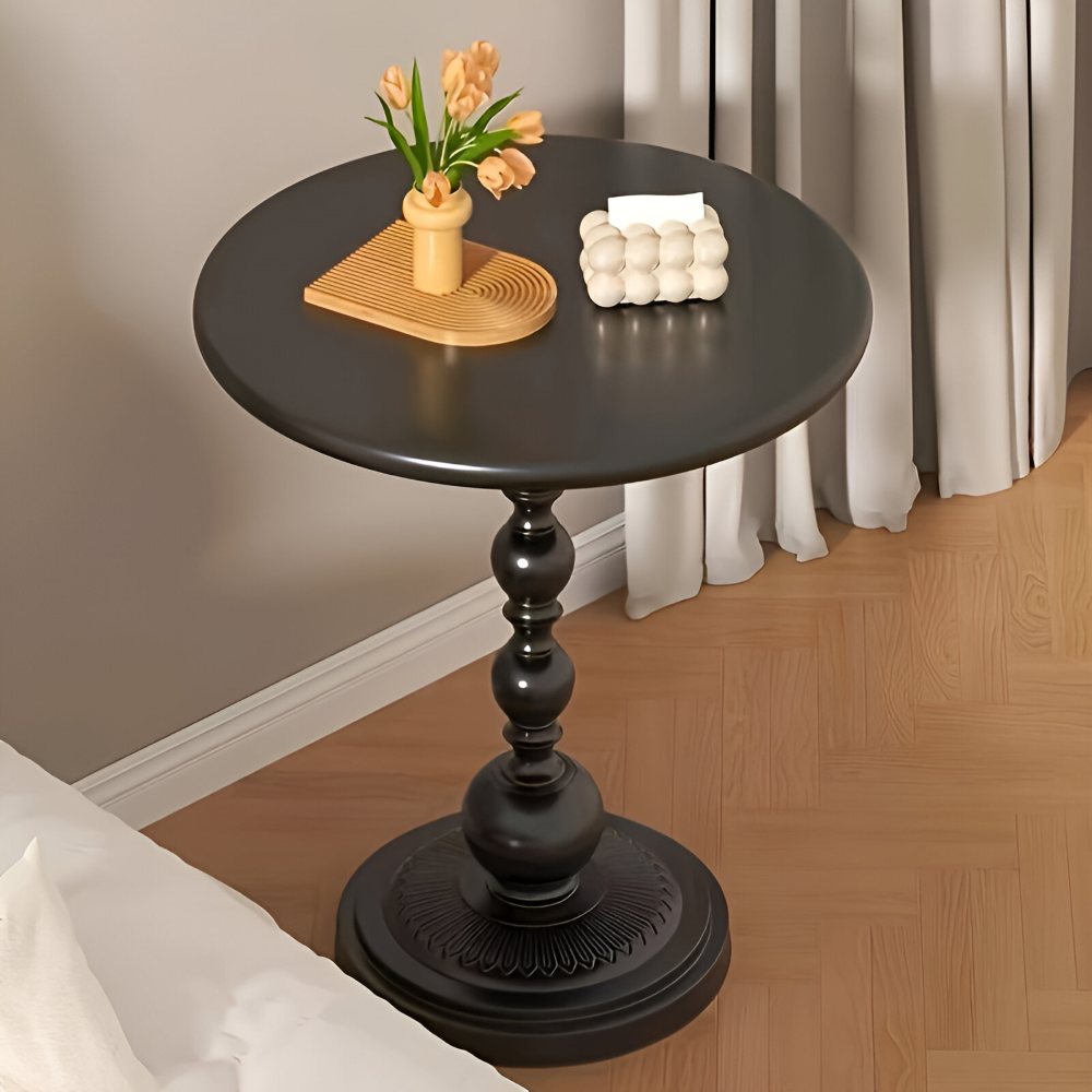 Table d'appoint classique ronde style balustre - Idéale pour les petits espaces