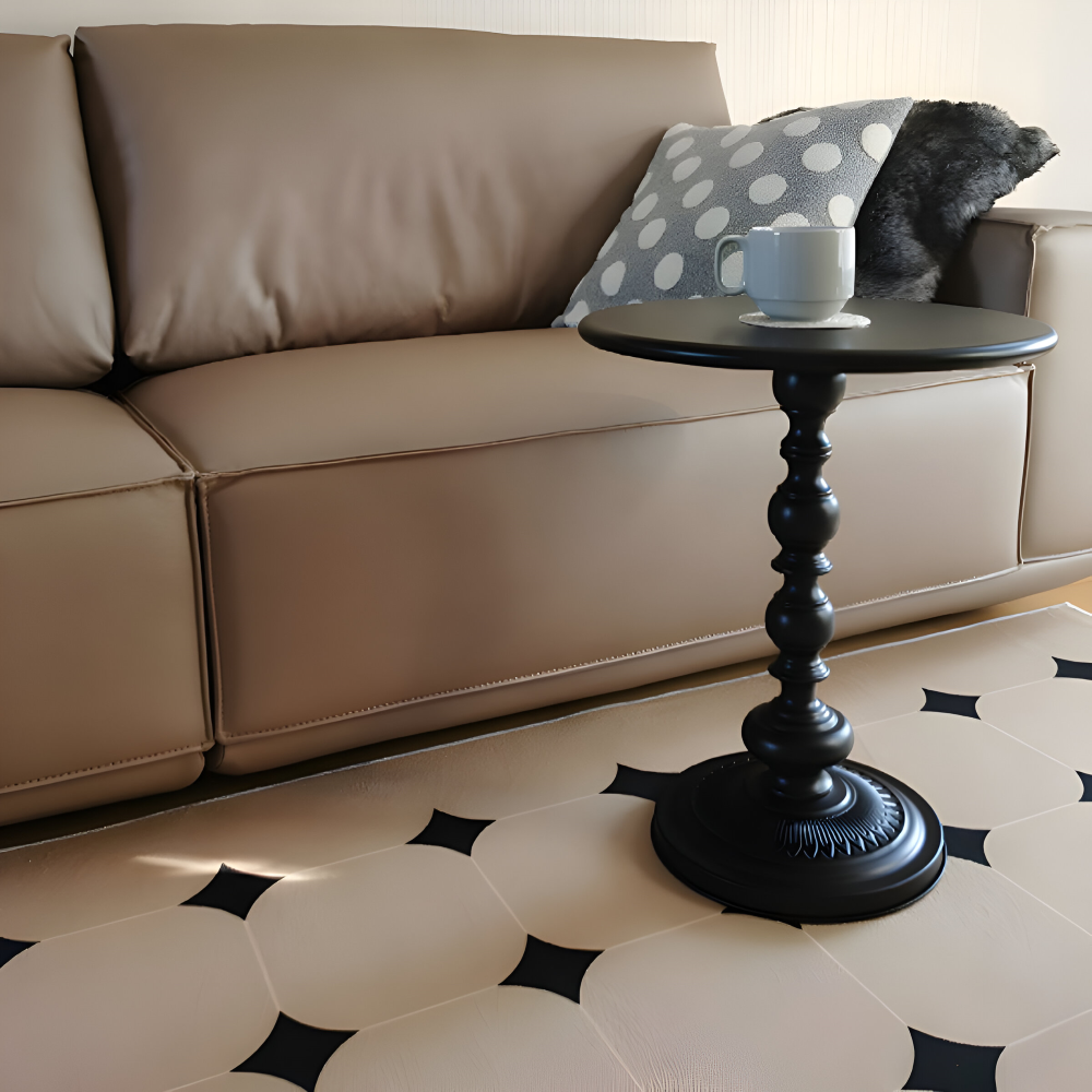 Table d'appoint classique ronde style balustre - Idéale pour les petits espaces