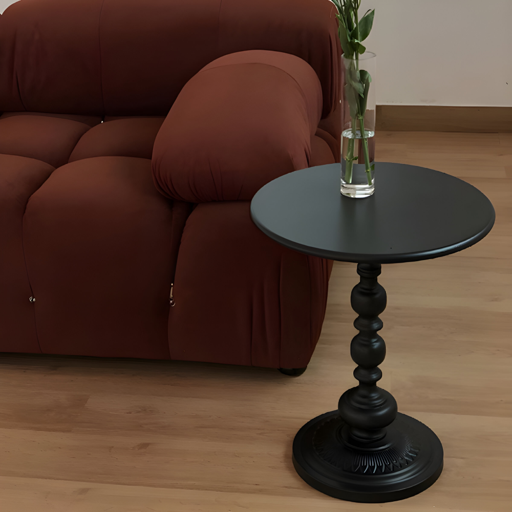 Table d'appoint classique ronde style balustre - Idéale pour les petits espaces