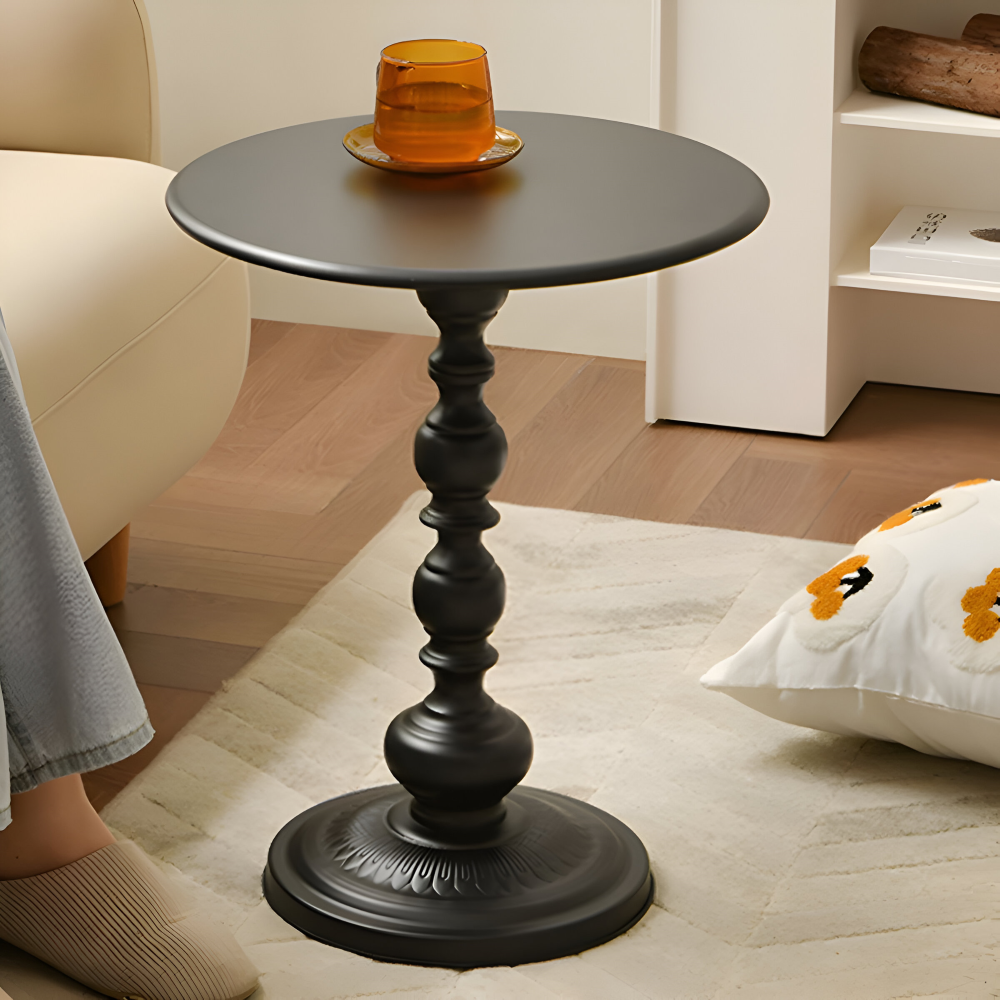 Table d'appoint classique ronde style balustre - Idéale pour les petits espaces