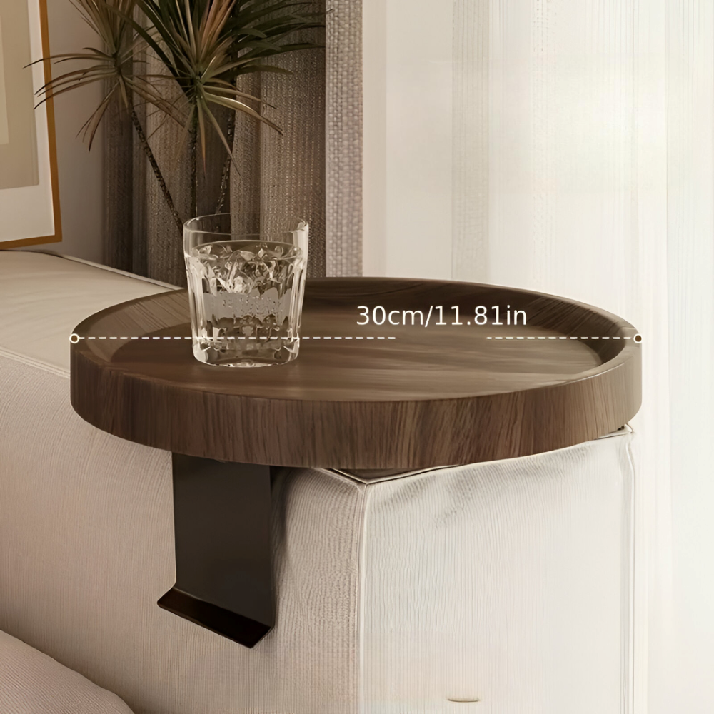 Table d'appoint Clip-On Ronde | Support rond sur le canapé | Fixation sans outil | ArmRestly