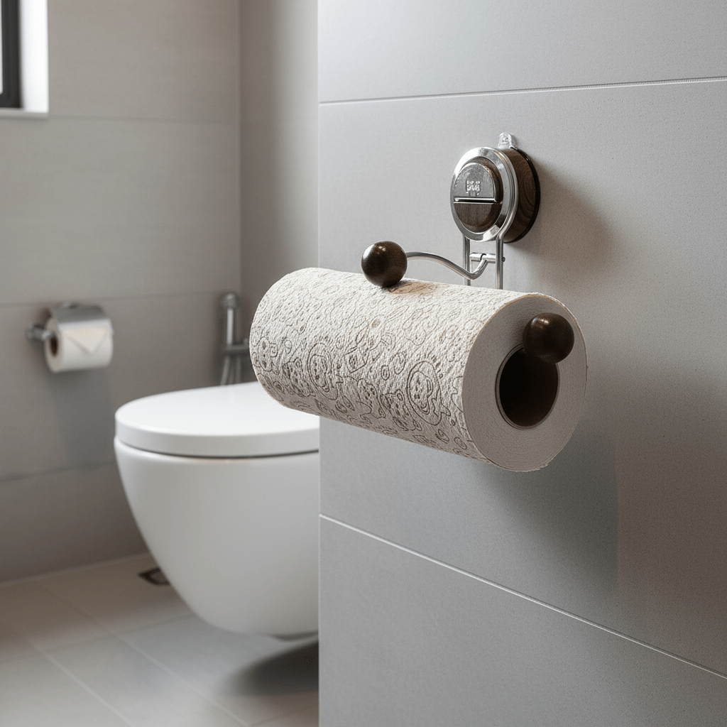 ROLLFIX - Support de papier toilette en acier inoxydable sans perçage avec forte suction pour une installation sécurisée et sans dommages dans la salle de bain