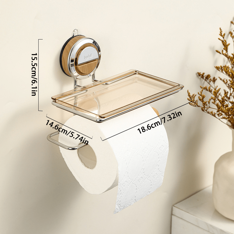 ROLLFIX - Support de papier toilette en acier inoxydable sans perçage avec forte suction pour une installation sécurisée et sans dommages dans la salle de bain