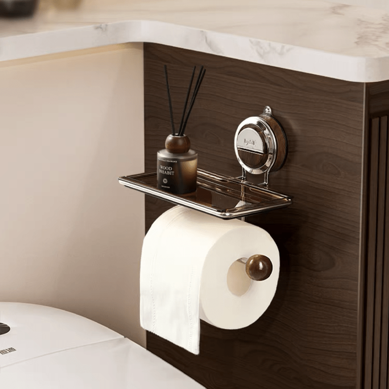 ROLLFIX - Support de papier toilette en acier inoxydable sans perçage avec forte suction pour une installation sécurisée et sans dommages dans la salle de bain