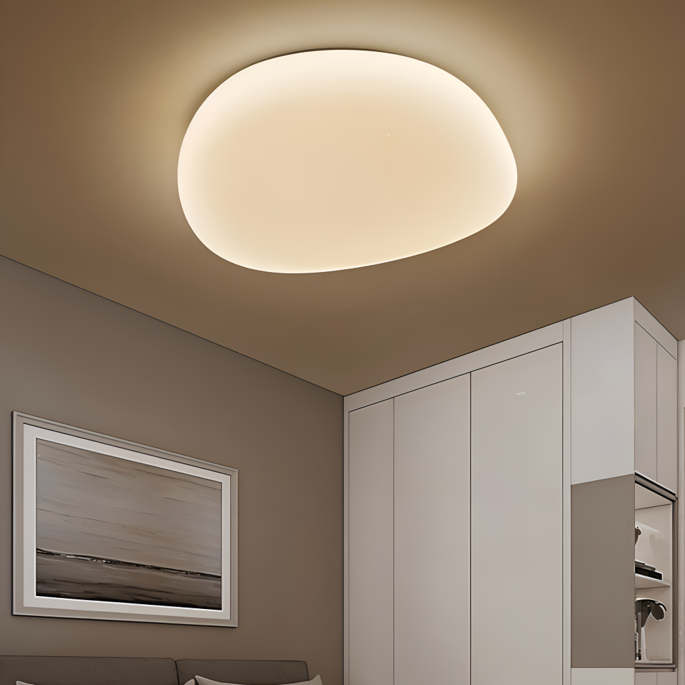 Peblira – Lampe de plafond avec design en petits cailloux et LED intégrée