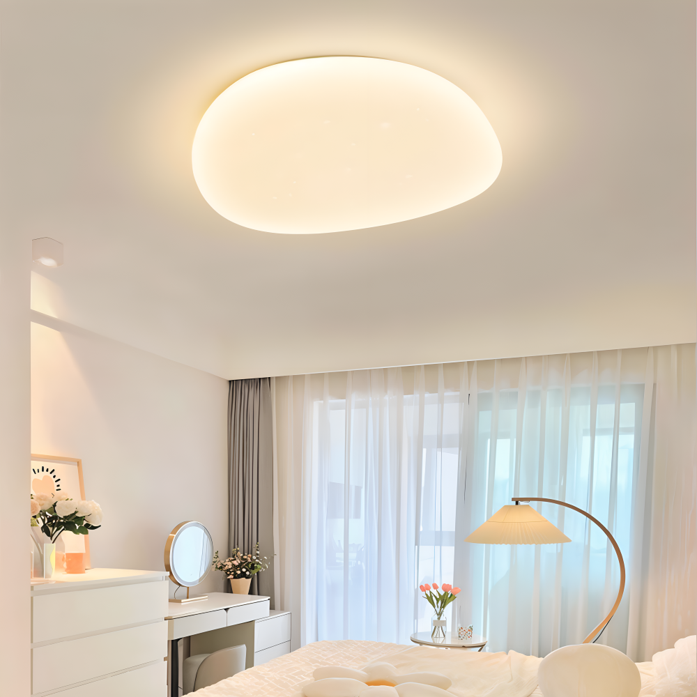 Peblira – Lampe de plafond avec design en petits cailloux et LED intégrée
