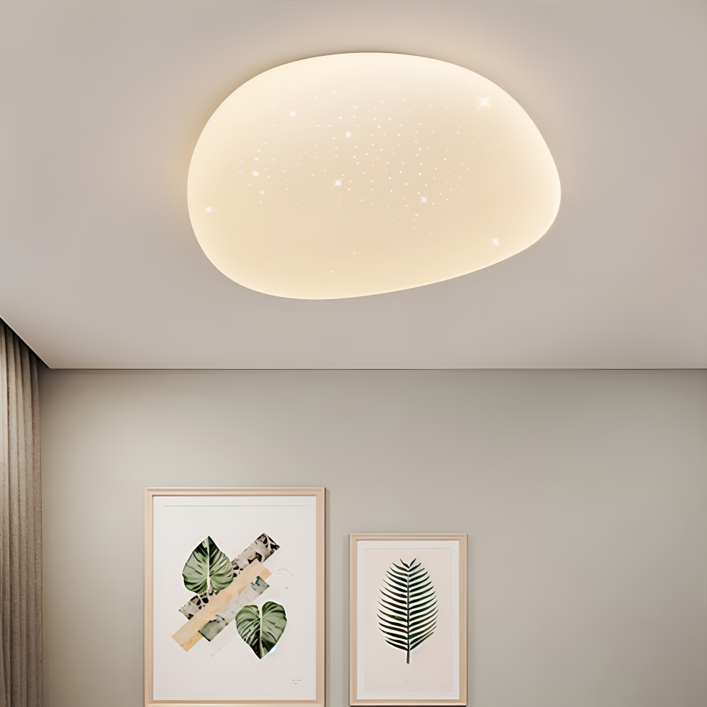 Peblira – Lampe de plafond avec design en petits cailloux et LED intégrée