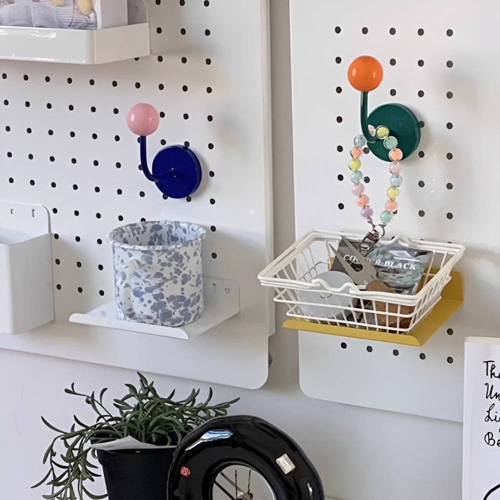 Crochets Magnétiques en Bois Colorés pour le Rangement à Domicile