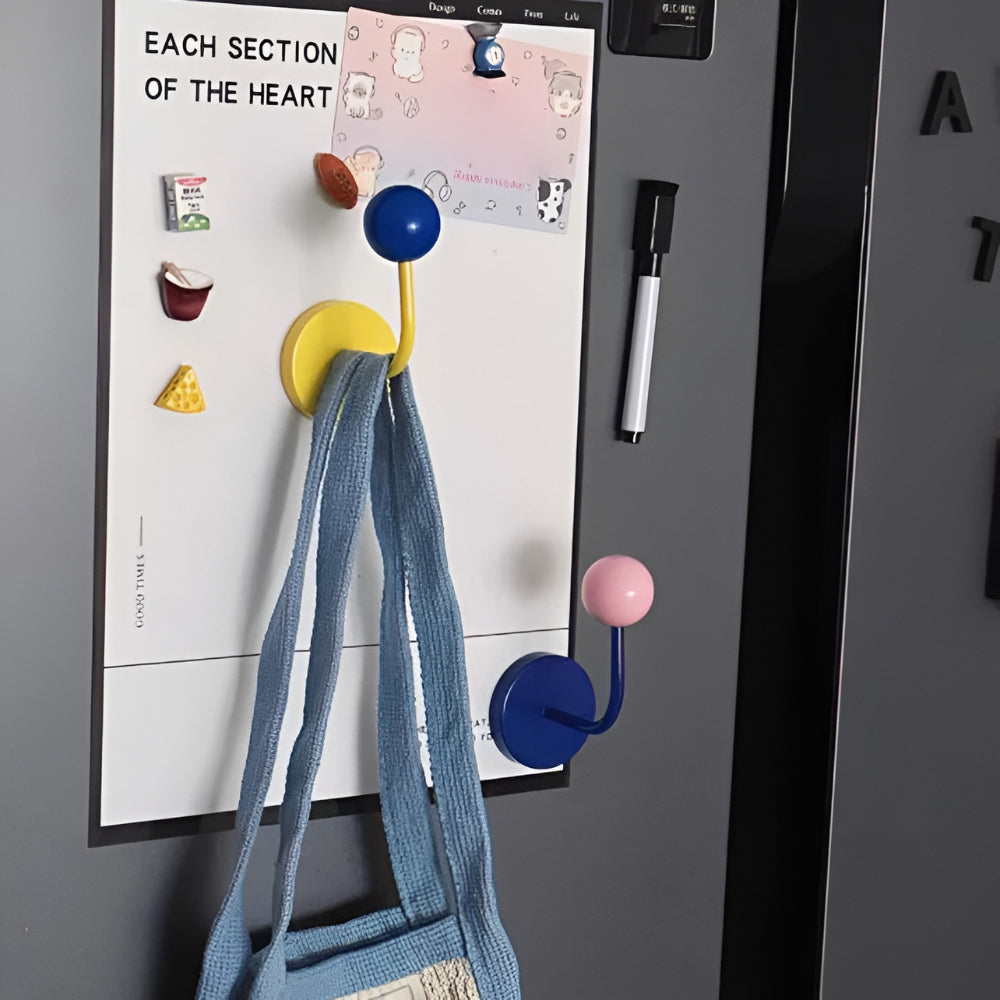 Crochets Magnétiques en Bois Colorés pour le Rangement à Domicile