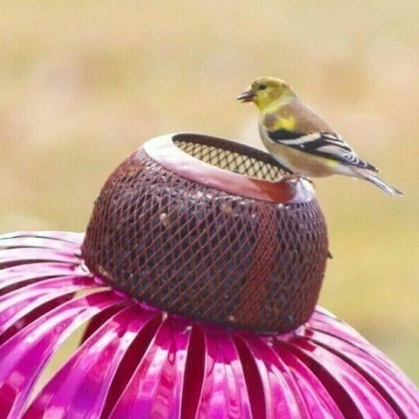 BIRDWORLD - Mangeoire à Oiseaux en Métal Coneflower, Design Durable et Résistant aux Intempéries