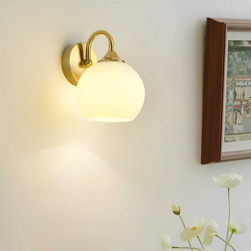 Applique murale en verre strié design sphérique – applique moderne