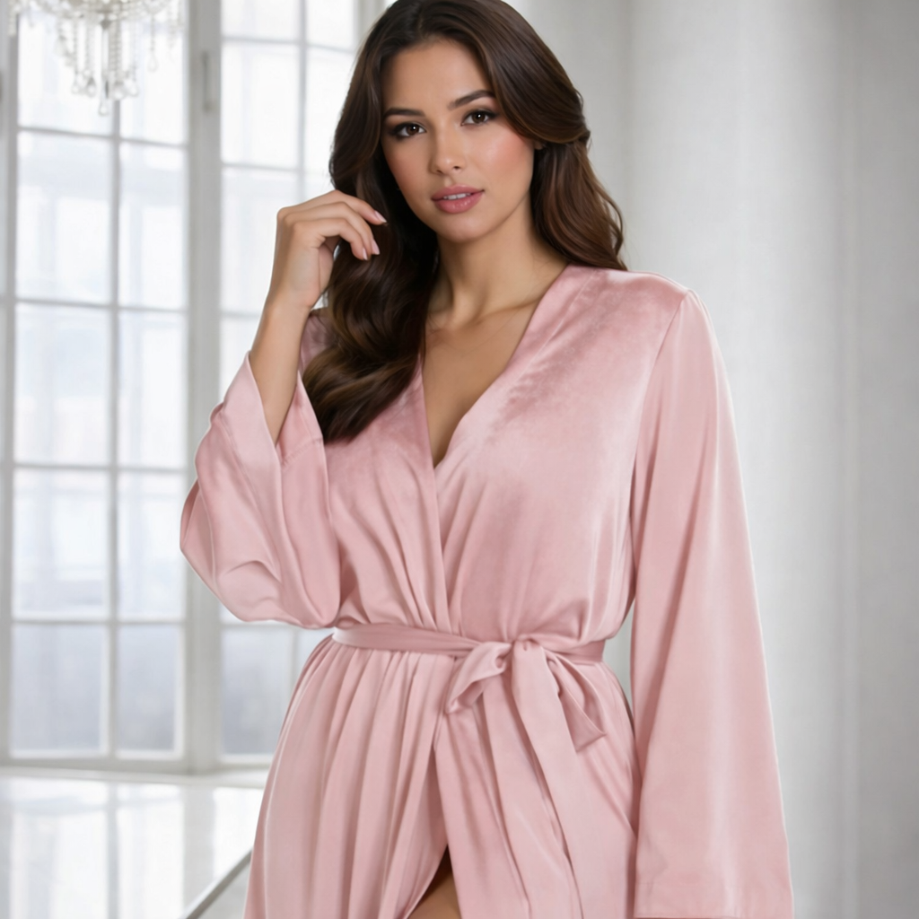 RELAXLUXE - Peignoir unisexe léger en double face en tissu gaufré avec ceinture pour la maison et le spa