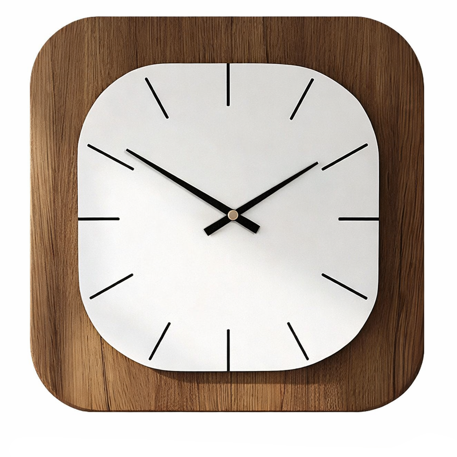 ART SQUAREWOOD – Horloge Murale en Bois Décorative
