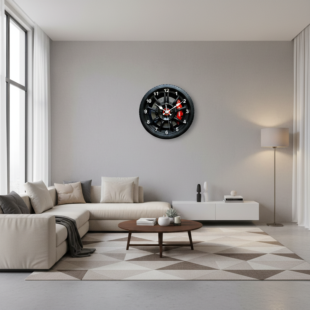 AUTODIAL – Horloge Murale 2D Moderne sur le Thème de l'Automobile pour Passionnés