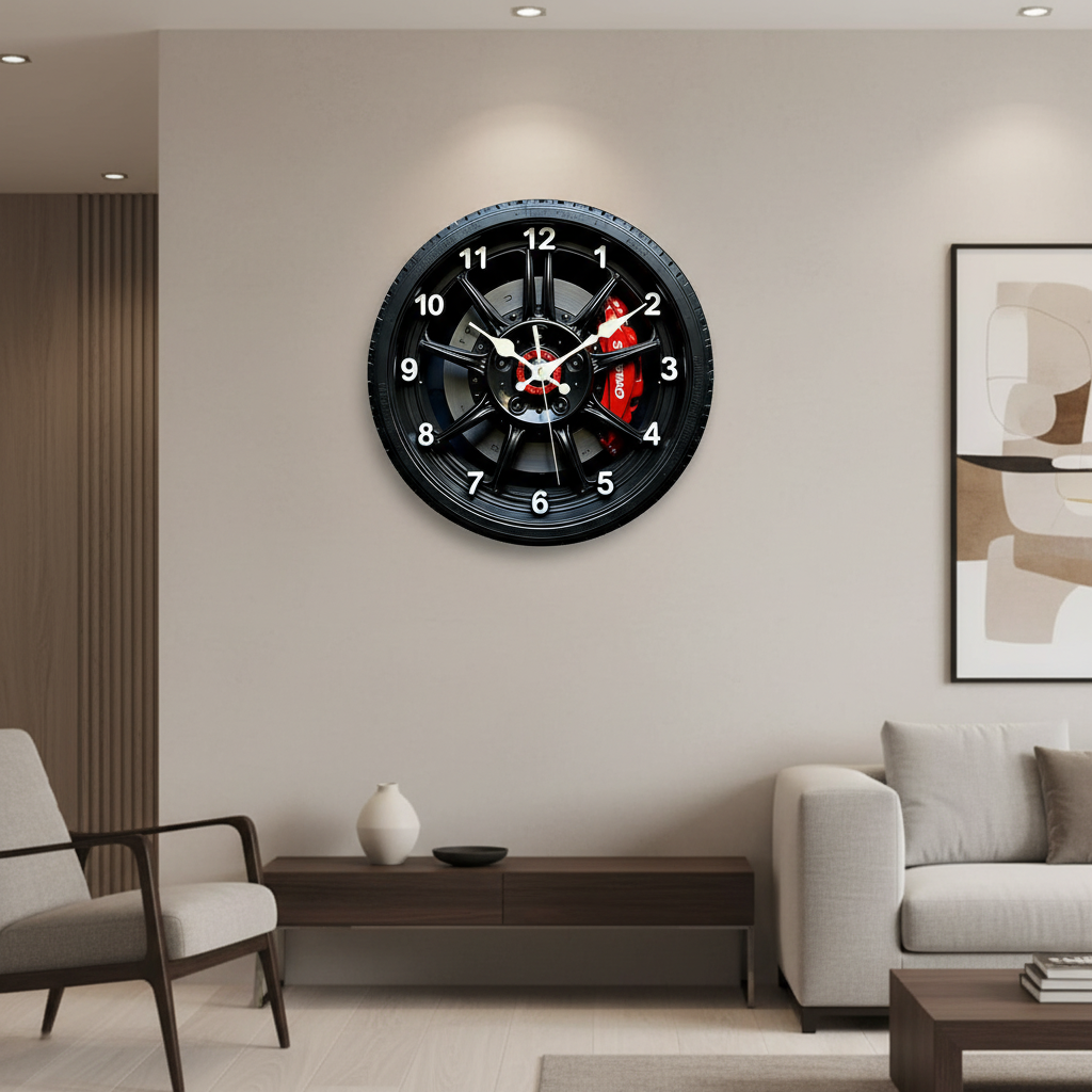 AUTODIAL – Horloge Murale 2D Moderne sur le Thème de l'Automobile pour Passionnés