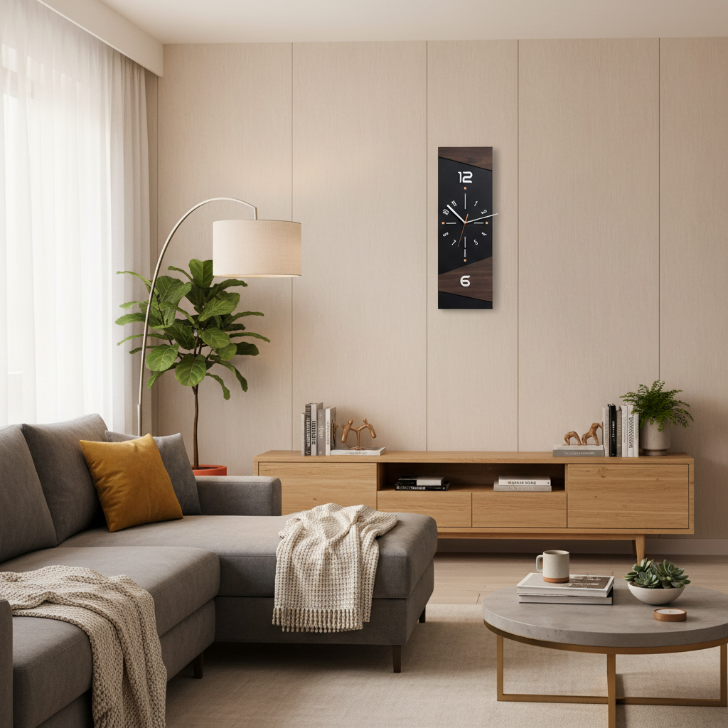 TIMBEREDGE – Horloge Murale en Bois Moderne avec Contraste Audacieux