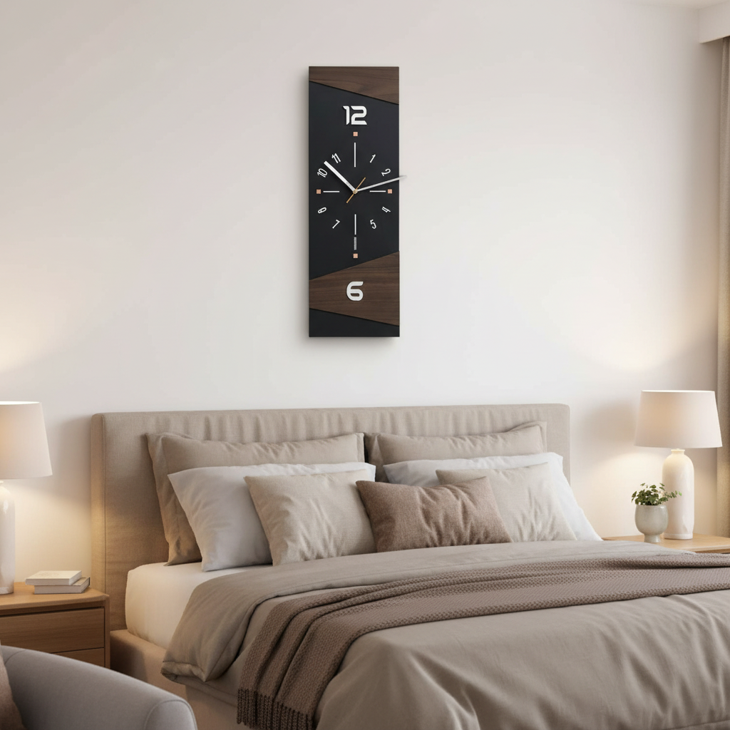 TIMBEREDGE – Horloge Murale en Bois Moderne avec Contraste Audacieux