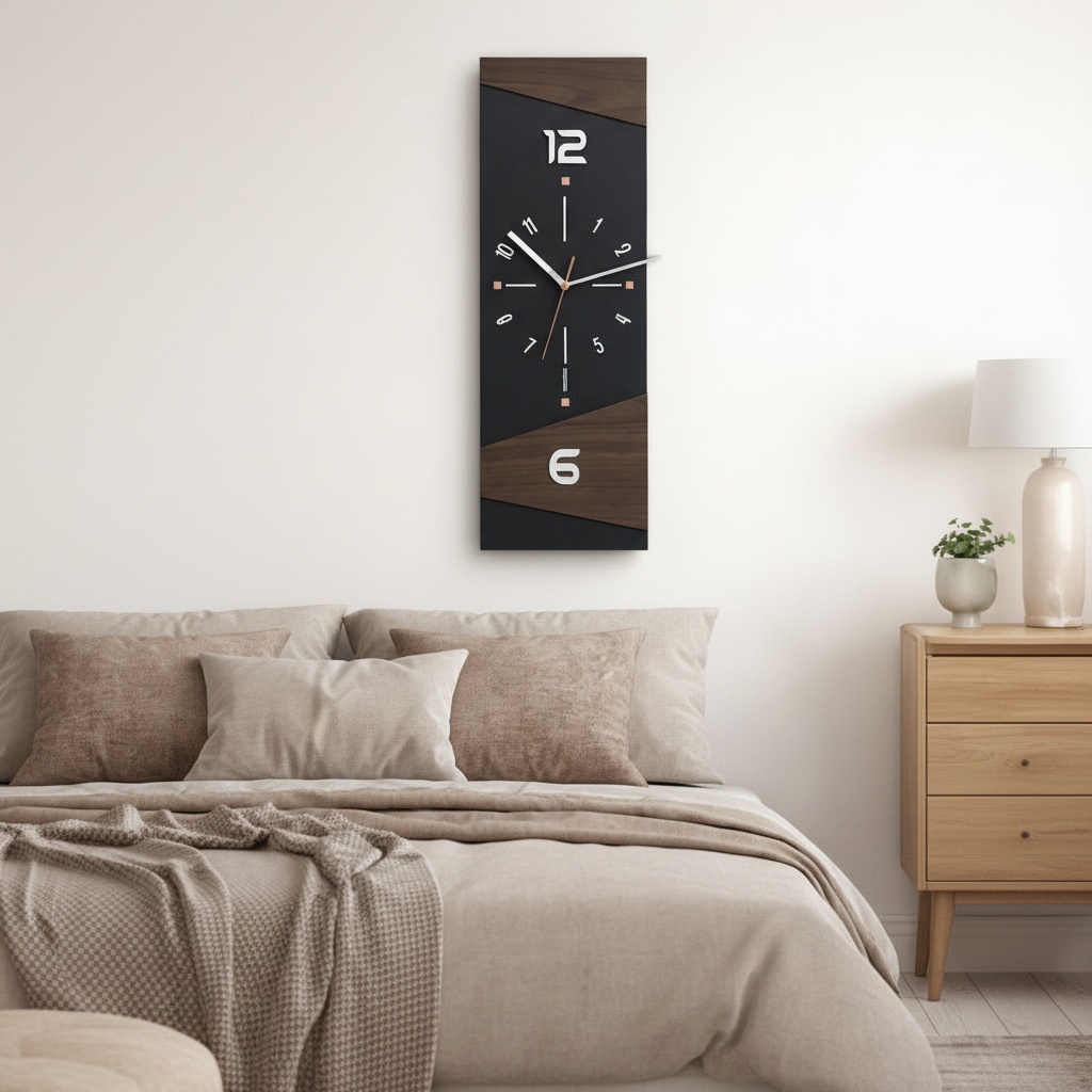 TIMBEREDGE – Horloge Murale en Bois Moderne avec Contraste Audacieux