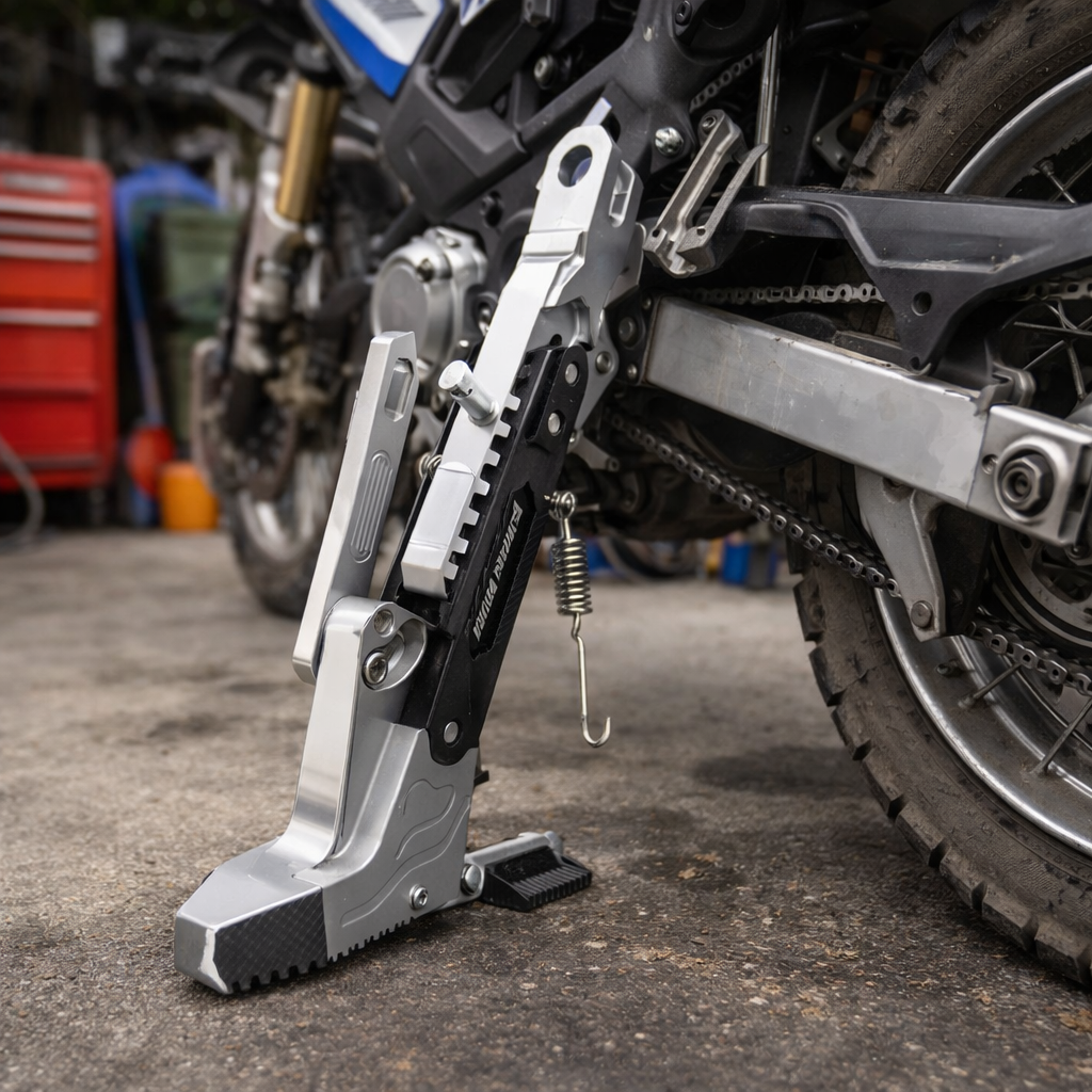 RIDERPRO - Support de béquille latérale en métal robuste pour moto, cadre de stationnement stable