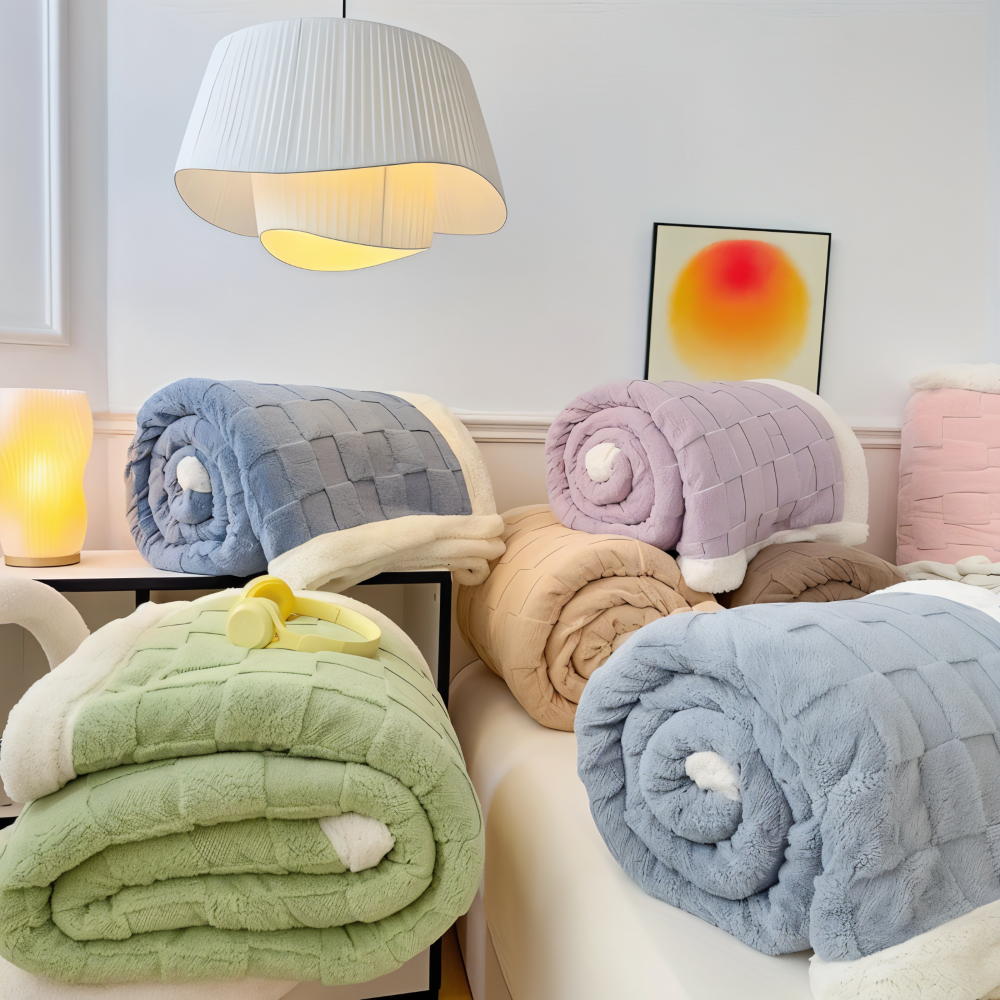 Plaid en polaire réversible – plaid d'hiver épais et chaud avec design à carreaux