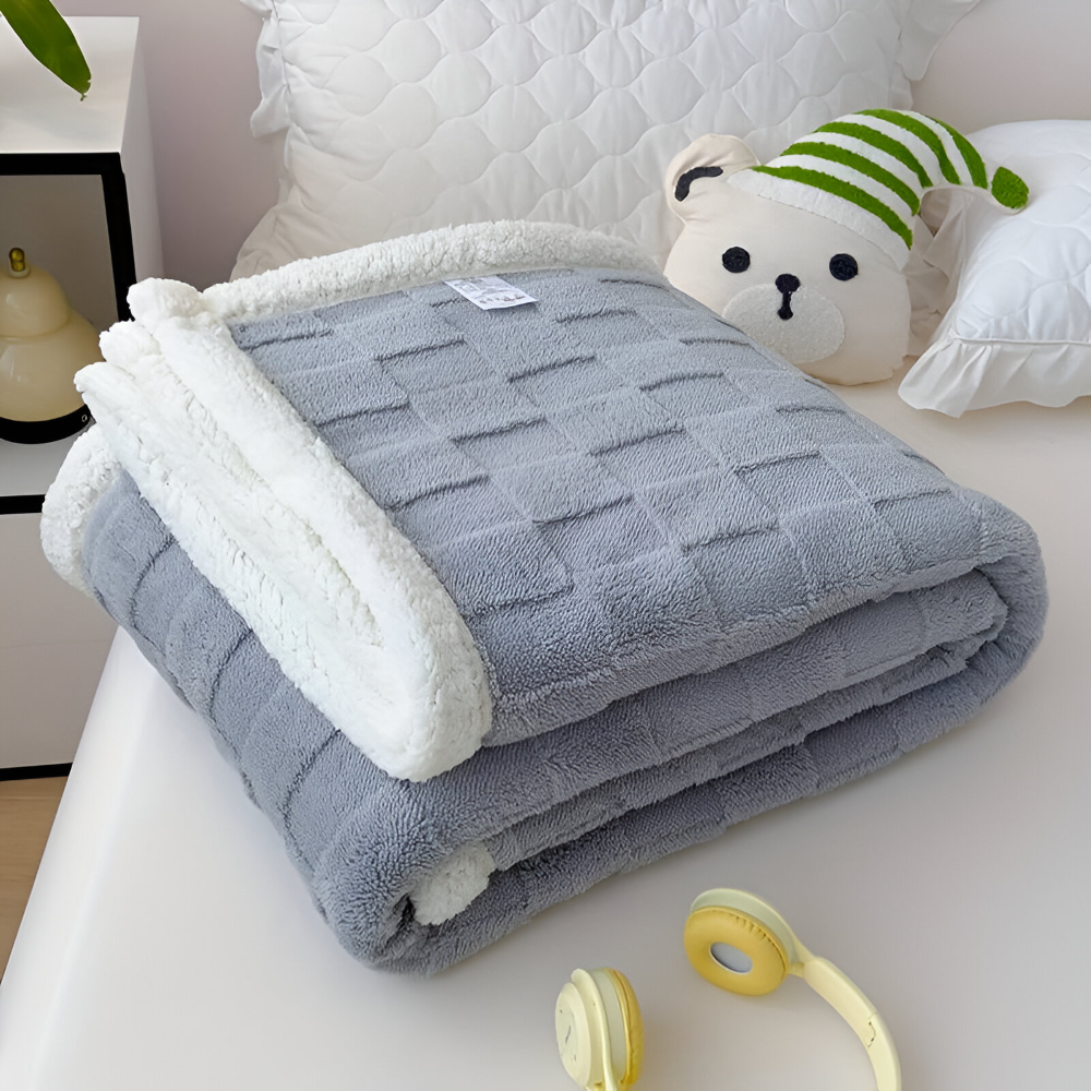 Plaid en polaire réversible – plaid d'hiver épais et chaud avec design à carreaux