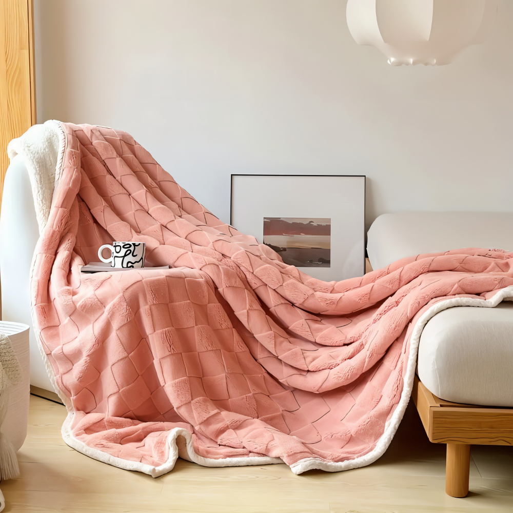 Plaid en polaire réversible – plaid d'hiver épais et chaud avec design à carreaux