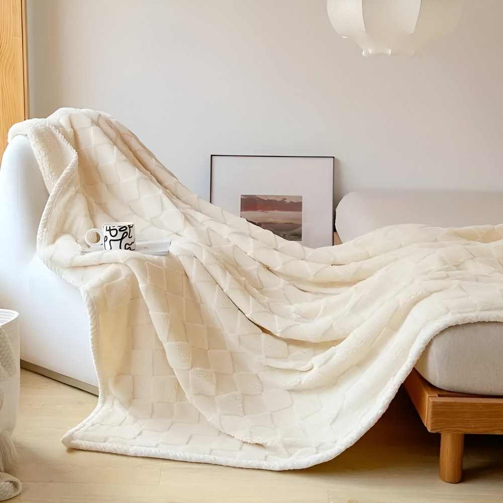Plaid en polaire réversible – plaid d'hiver épais et chaud avec design à carreaux