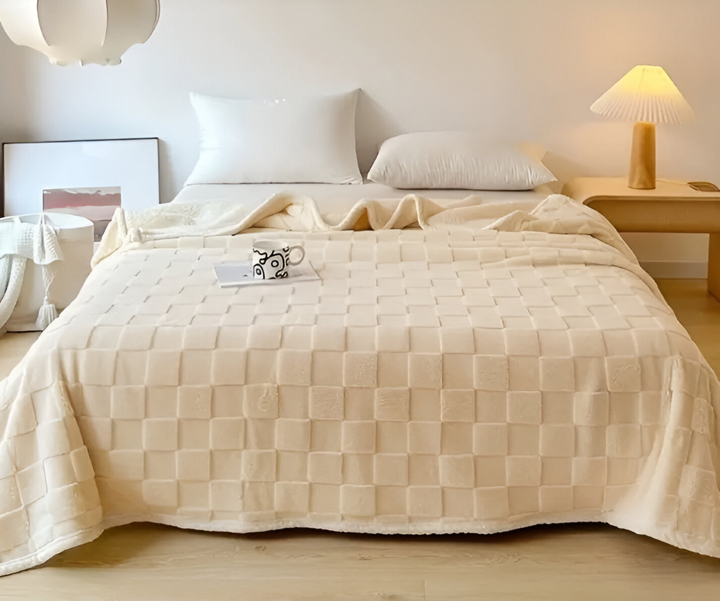 Plaid en polaire réversible – plaid d'hiver épais et chaud avec design à carreaux