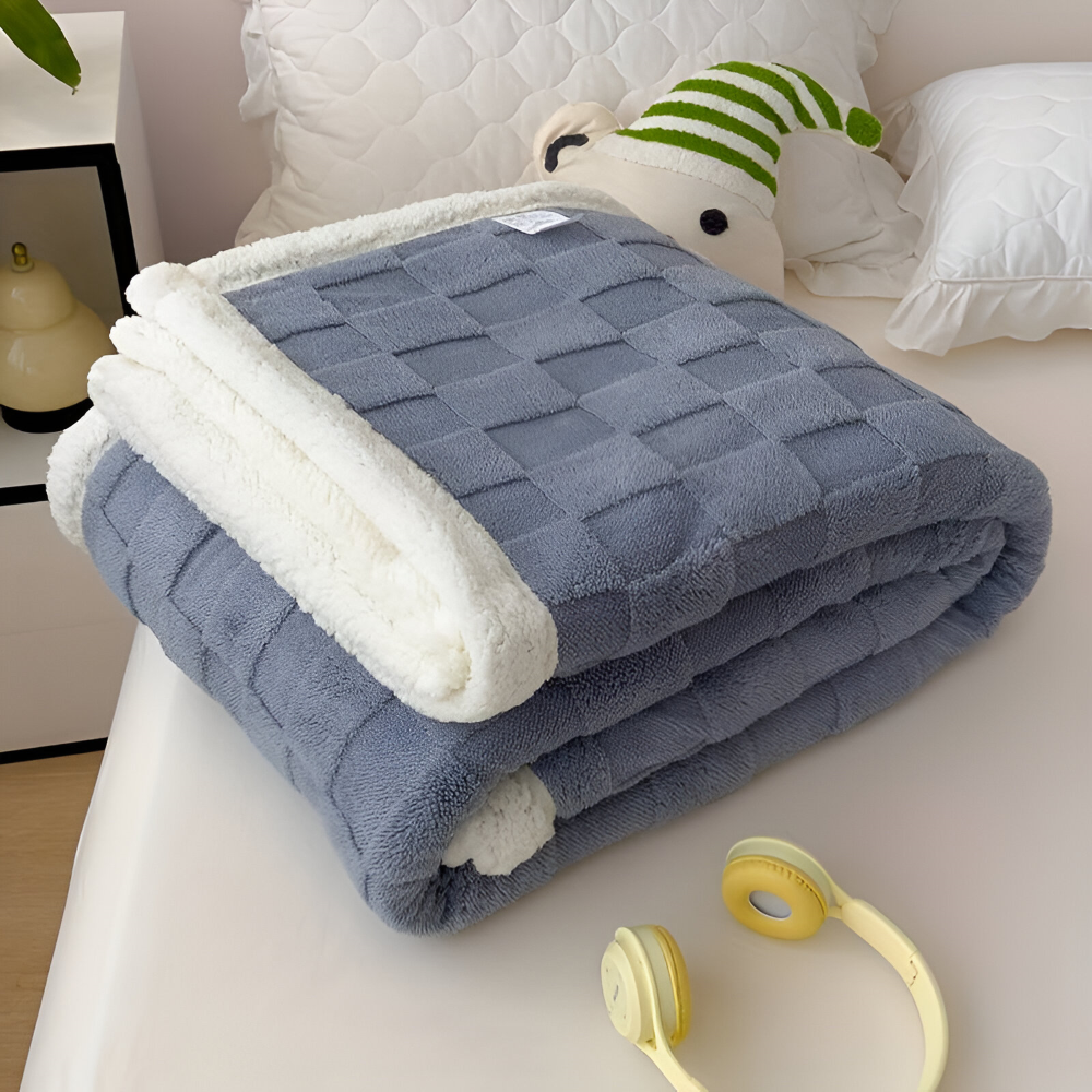 Plaid en polaire réversible – plaid d'hiver épais et chaud avec design à carreaux
