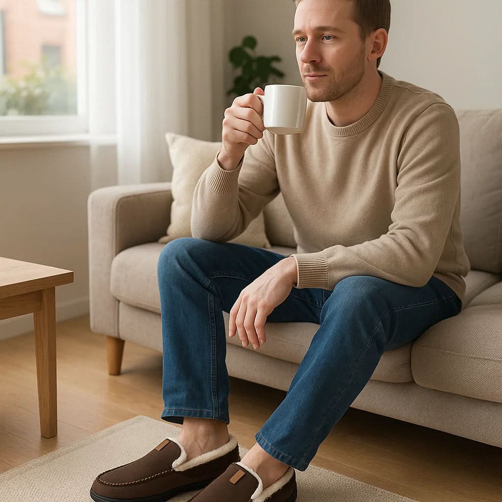 FLEECYFEET - Chaussons en laine de mouton chaude conçus pour un confort ultime en hiver, douceur et confort à la maison