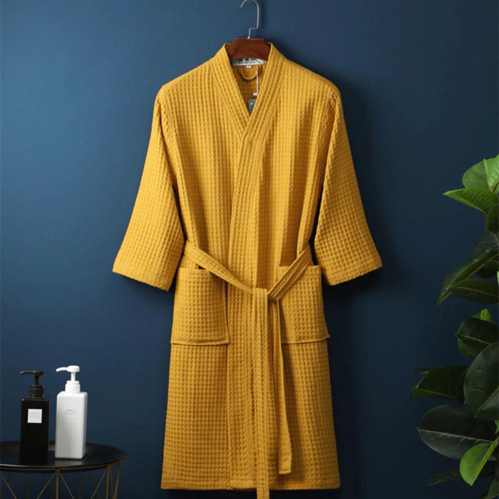 VISTARA LIVING - Peignoir de Spa en Coton Waffle pour Hommes avec Ceinture Ajustable et Poches Pratiques