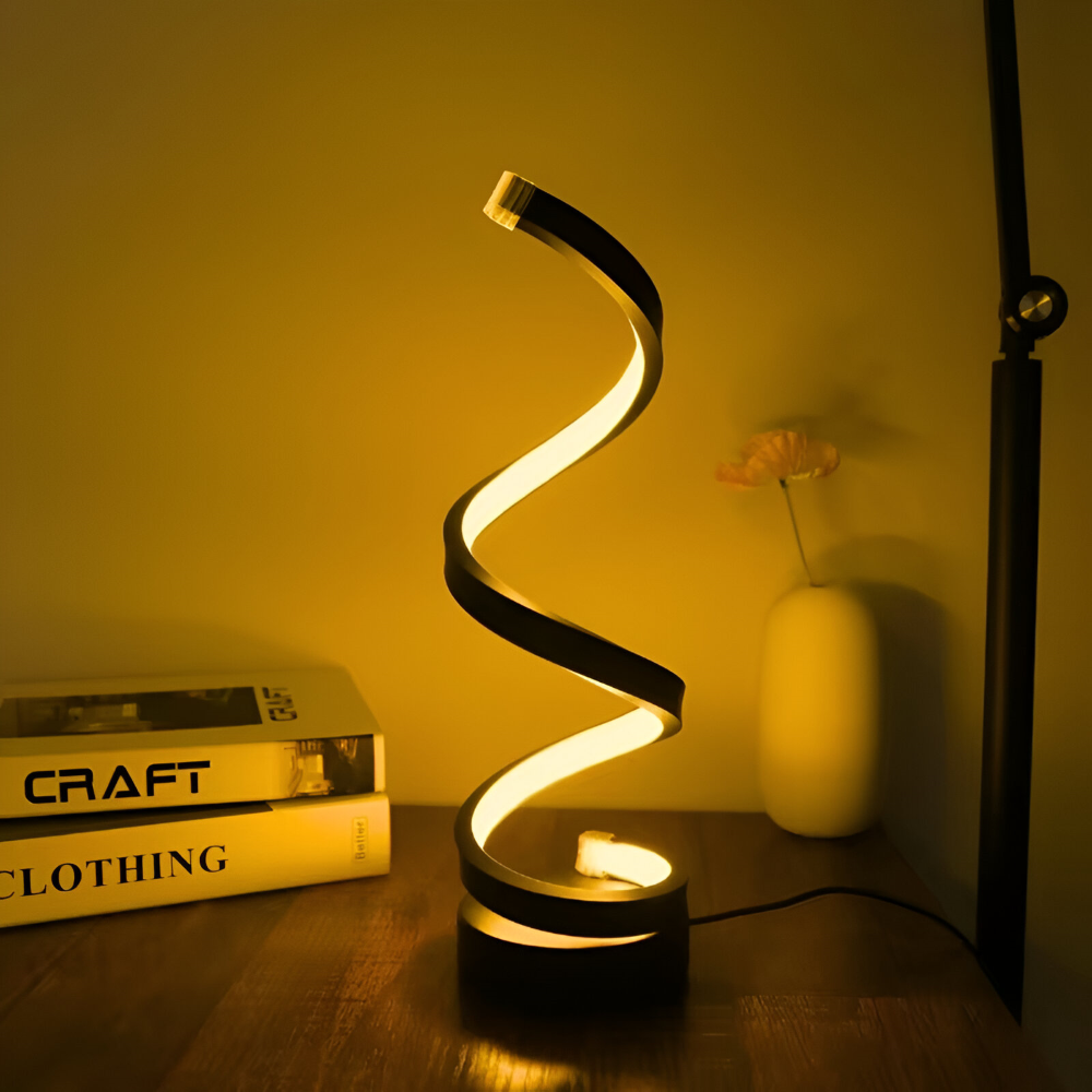 CurvaLume - Lampe de Bureau au Design Spiralé Élégant - 3 Couleurs Lampe de Bureau Réglable