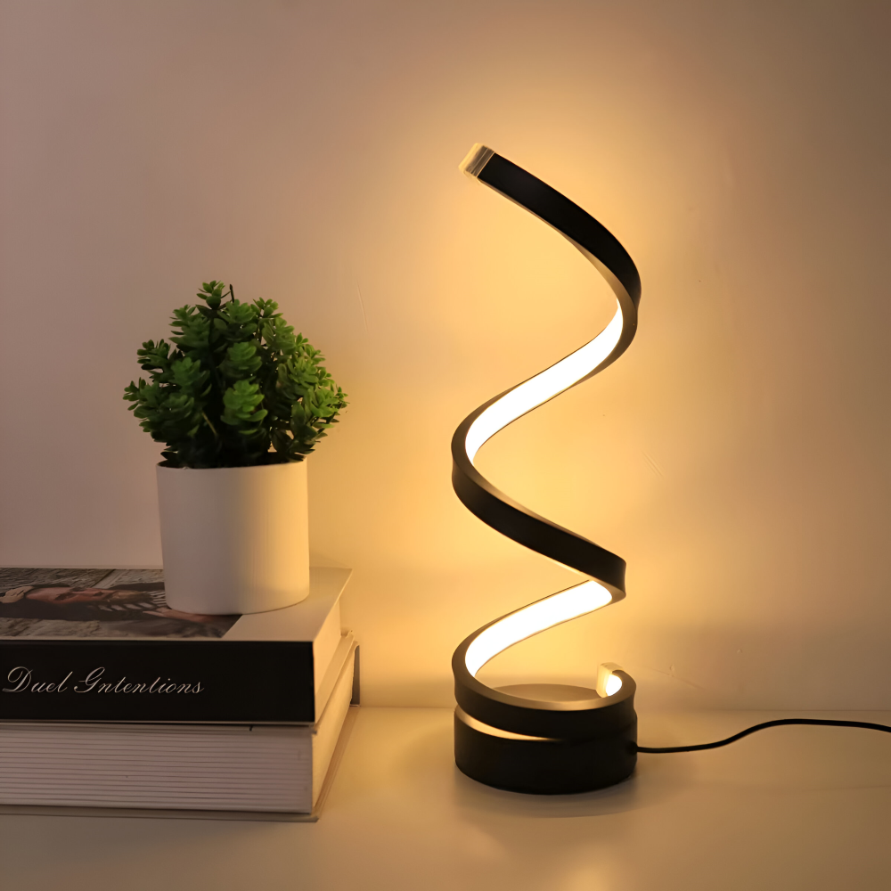 CurvaLume - Lampe de Bureau au Design Spiralé Élégant - 3 Couleurs Lampe de Bureau Réglable