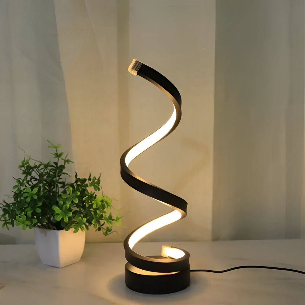 CurvaLume - Lampe de Bureau au Design Spiralé Élégant - 3 Couleurs Lampe de Bureau Réglable
