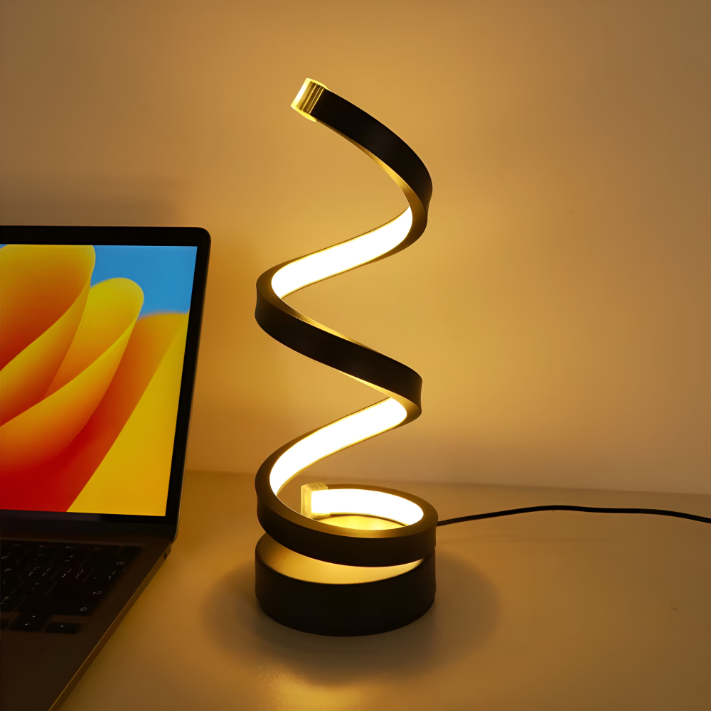 CurvaLume - Lampe de Bureau au Design Spiralé Élégant - 3 Couleurs Lampe de Bureau Réglable