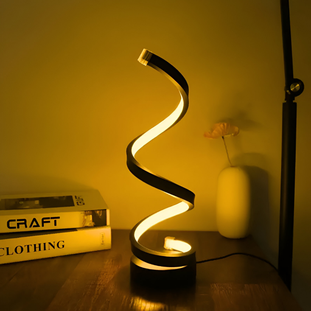 CurvaLume - Lampe de Bureau au Design Spiralé Élégant - 3 Couleurs Lampe de Bureau Réglable