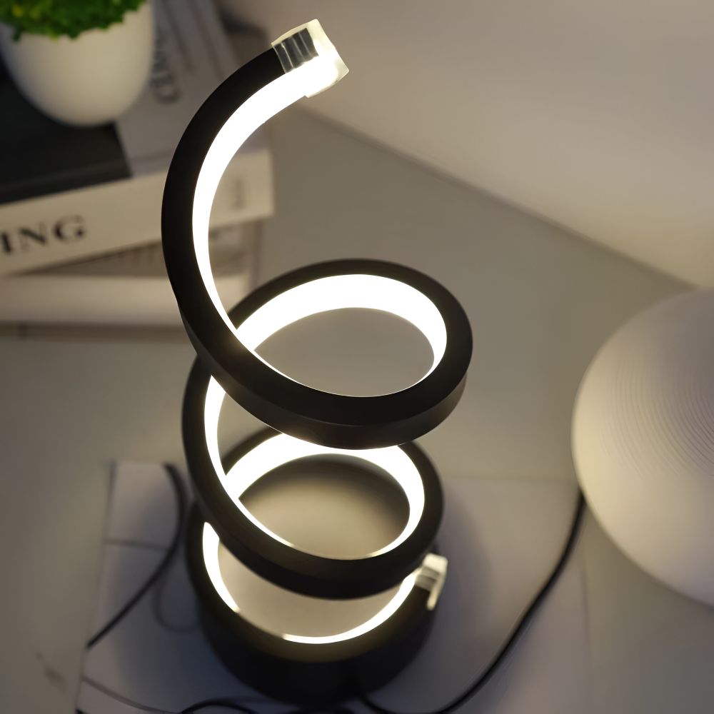 CurvaLume - Lampe de Bureau au Design Spiralé Élégant - 3 Couleurs Lampe de Bureau Réglable