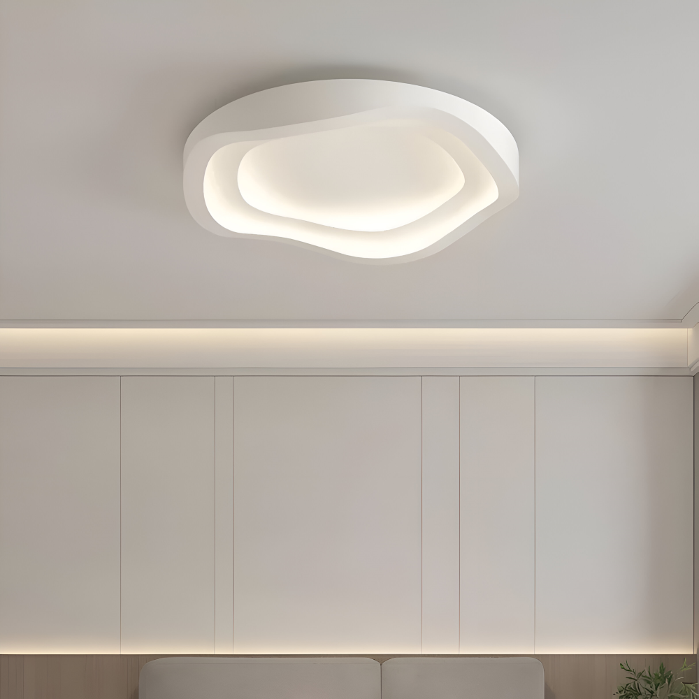 Lumivara Plafonnier – Plafonnier LED Blanc Dimmable avec Design Minimaliste Courbé